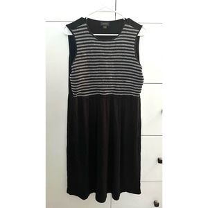 J Jill Wearever Collection Striped Casual Black Dress